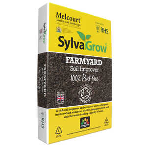 Package of SylvaGrow Farmyard Soil Improver, labeled "100% Peat Free."
