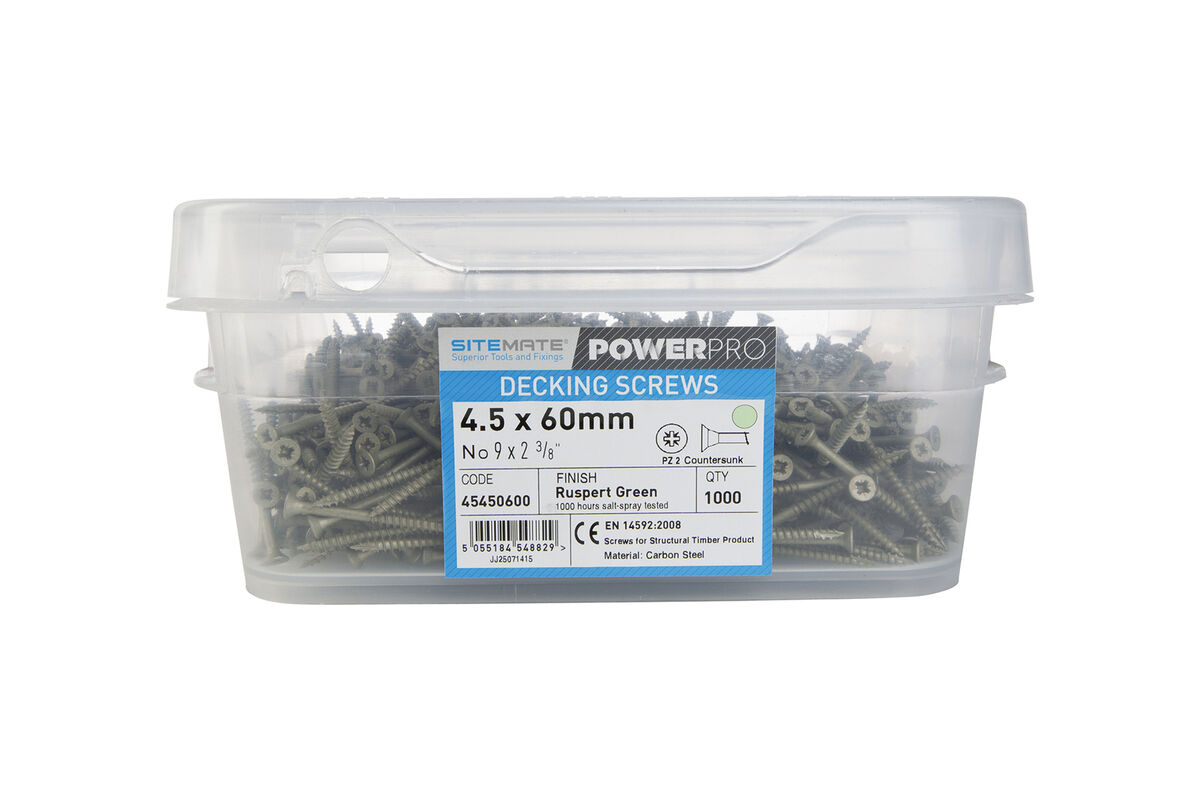 B45450600 SITEMATE® POWERPRO DECKING SCREW 1000-TB _ 9X2 3-8_ 4.5X60MM RUSP-GREEN_1.jpg