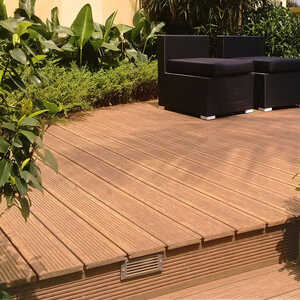 millboard decking with black garden furniture