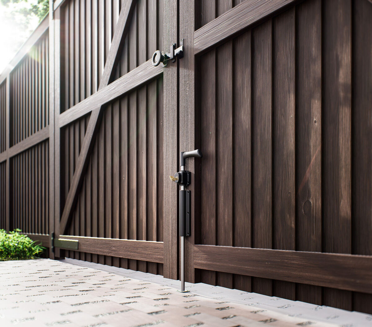 GateMate® Advanced Hardware Lockable Drop Bolt-Lifestyle Dark.jpg