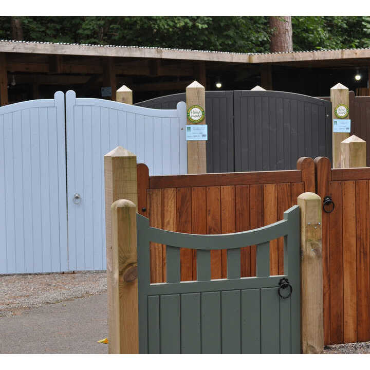 Multiple decorative gates in different colors and styles.