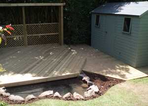 decking with water feature